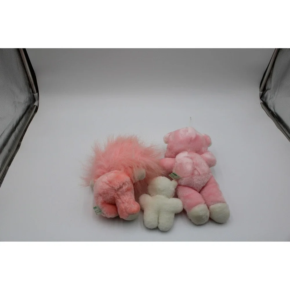 Commonwealth TL Toys Plush Lot Pink White Smile Bear Lion Vintage 90s